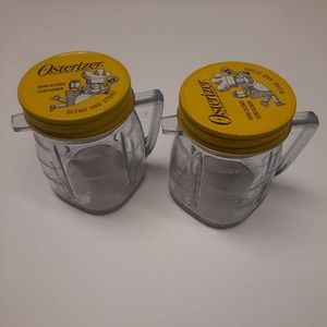 Vintage Osterizer Mini Blend Container Blend & Store 4 oz with Lid Jar Set of 2